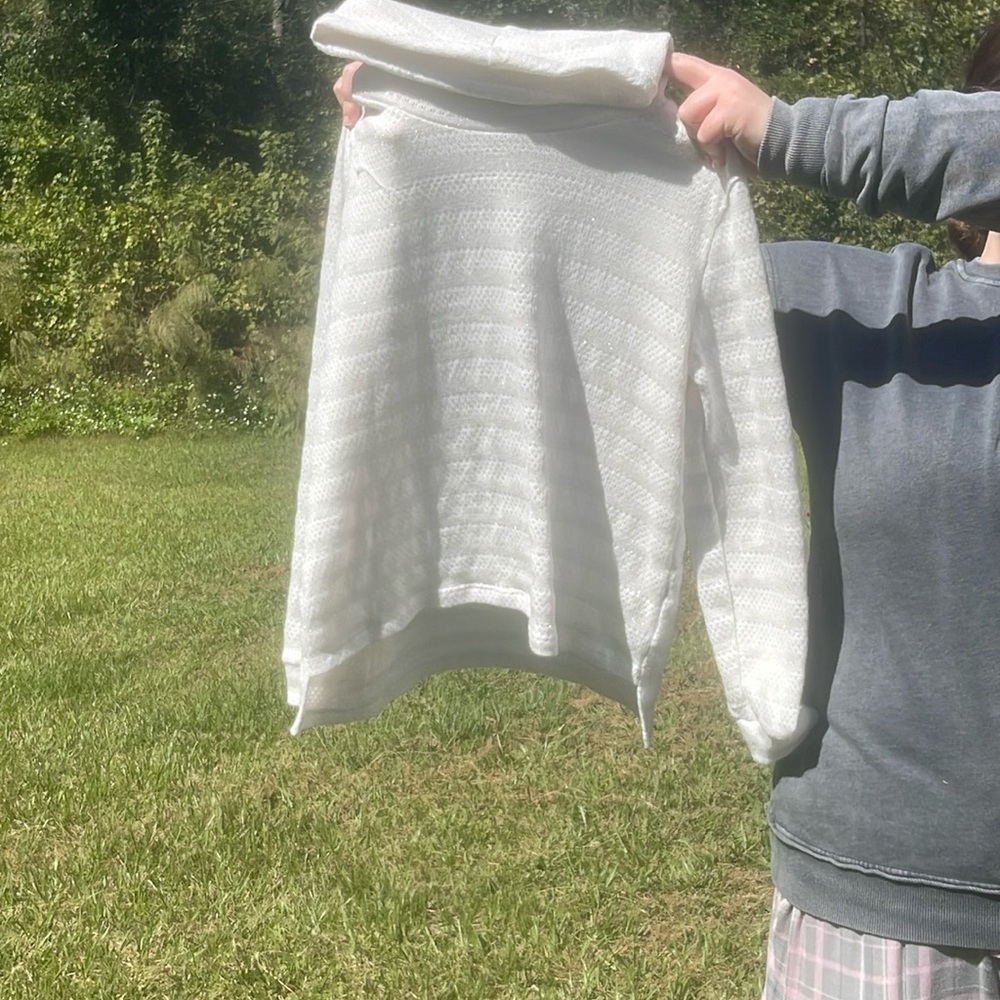 Sheer White Womens Turtleneck